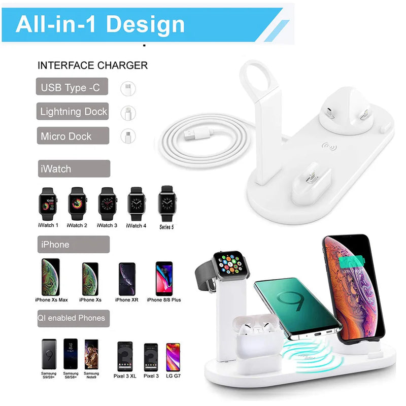 Wireless Charger Stand Pad For iPhone 14 13 12 Pro Max Apple Watch Airpods Pro iWatch 8 7 Fast Charging Dock Station