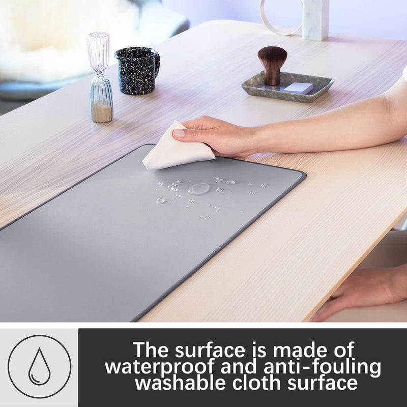 Keyboard pad, medium gray desk pad, large keyboard pad, waterproof cloth surface, non-slip base, suitable for home office