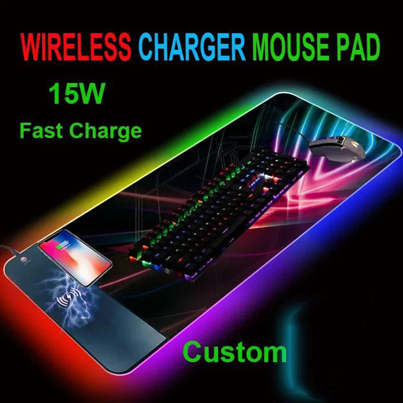 Wireless Charging Mouse Pad Rgb CUSTOMIZED Mousepad Gaming Setup Accessories Diy Desk Mat Table Keyboards Dropshopping