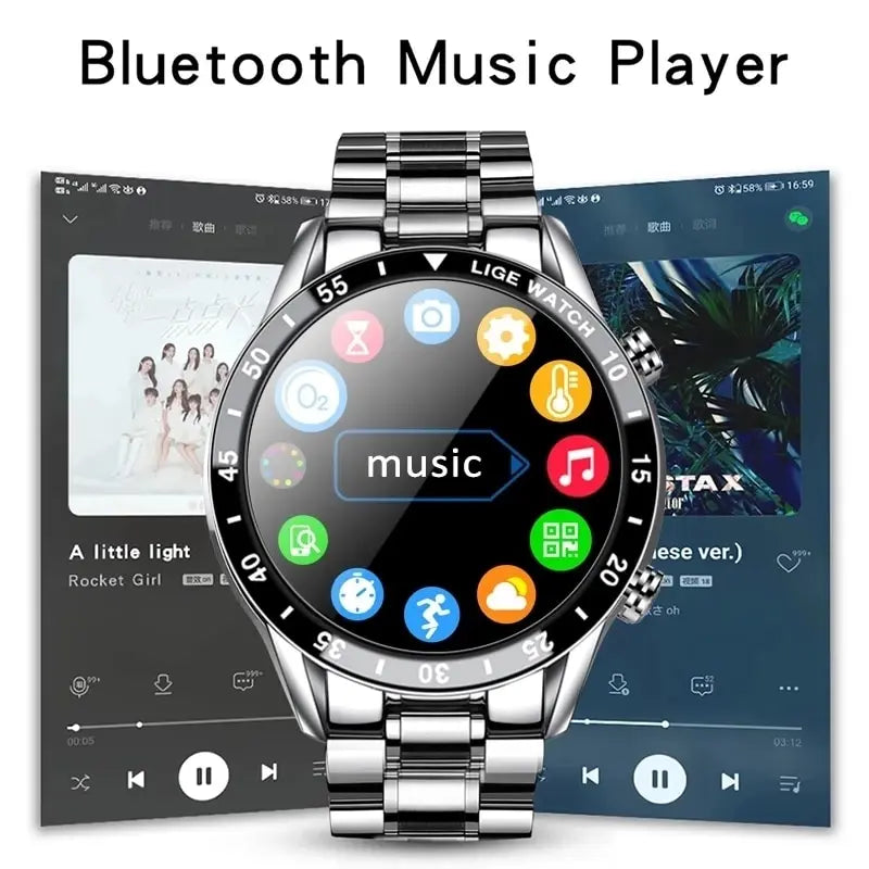 Smart Watch Men Full Circle Touch Screen Bluetooth Call Men Smartwatch Waterproof Sport Activity Fitness Watch+Box