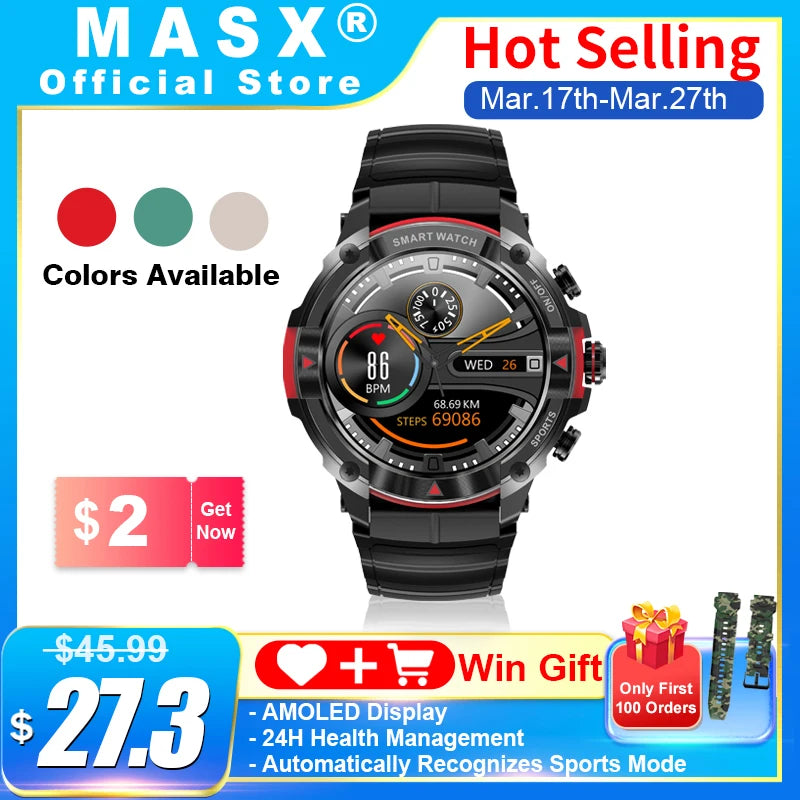 Smart watch 1.43'' AMOLED Display 420mAH bluetooth call Military-grade Toughness Waterproof Sport watch men and wome