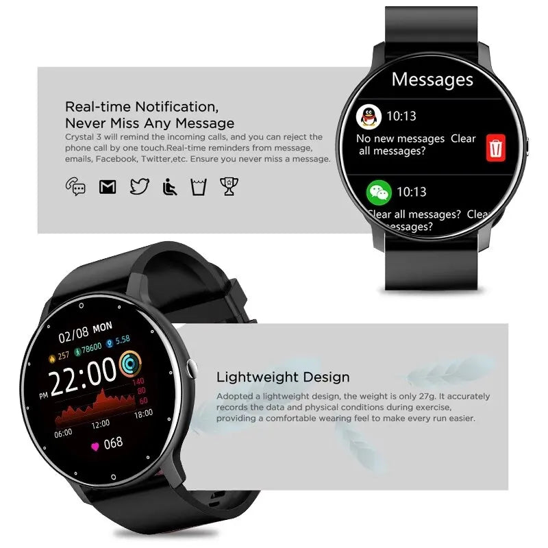 Smart Watch Real-time Activity Tracker Heart Rate Monitor Sports Women Smart Watch Men Clock For Android IOS