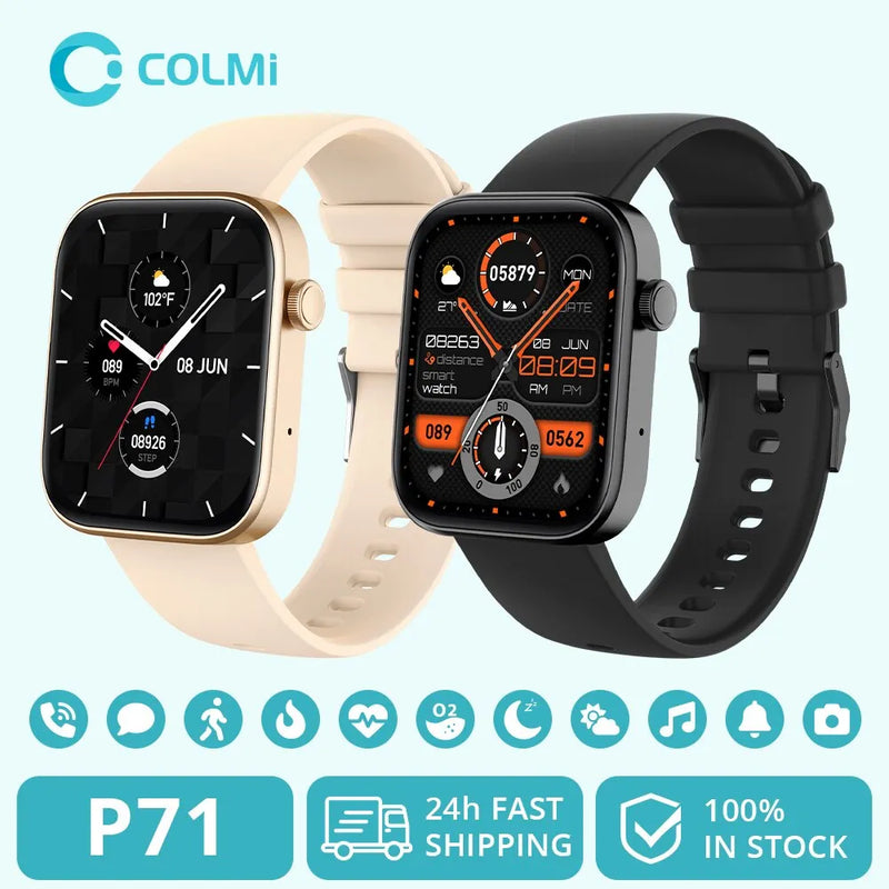 Colmi P71 Voice Calling Smartwatch Men Health Monitoring IP68 Waterproof Smart Notifications Voice Assistant Smart Watch Women